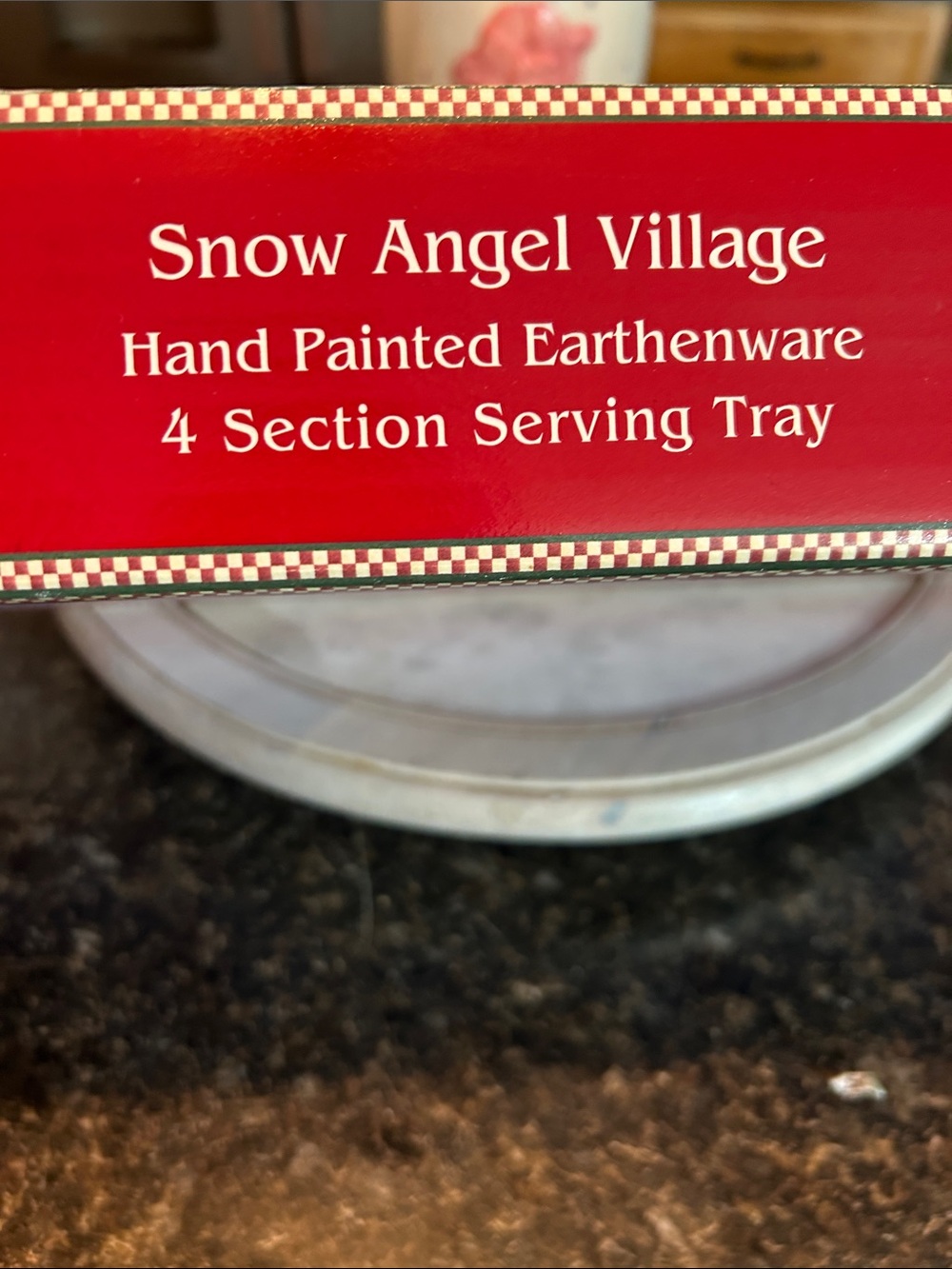 Hand-Painted Holiday 4-Section Serving Tray - Blue Panels with Snow Angel - Picture 6 of 8